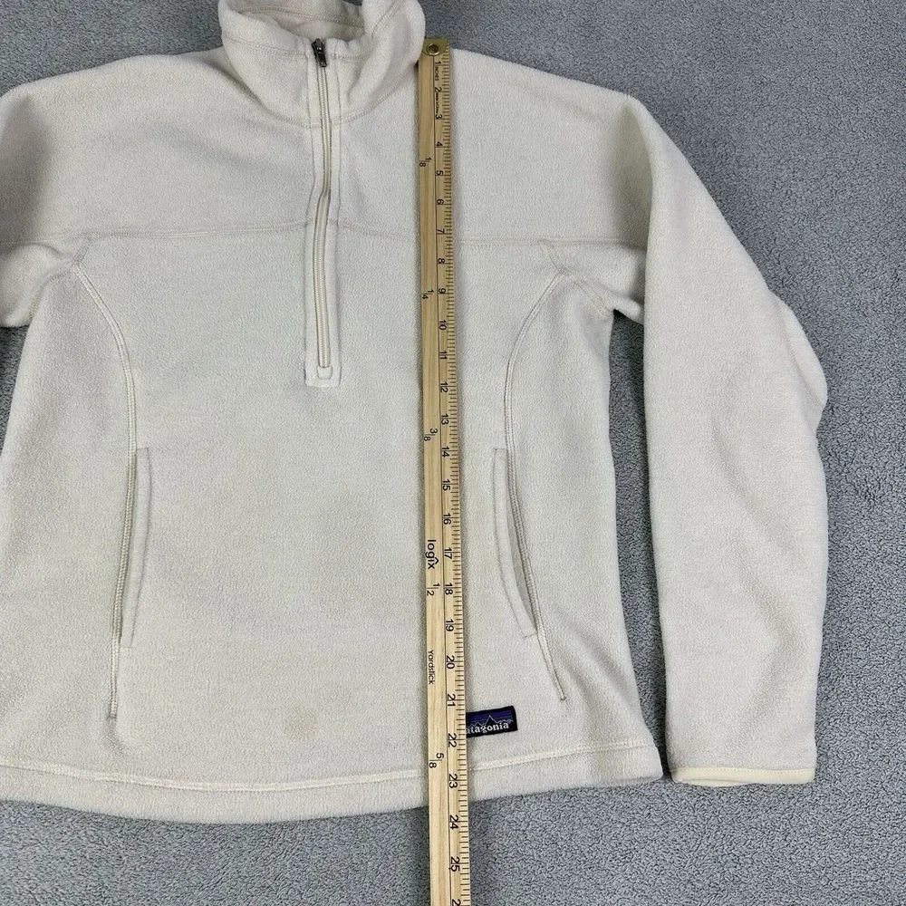 Patagonia Synchilla Jacket Women Medium Ivory 1/4 Zip Casual Hiking Outdoor READ - Picture 8 of 10
